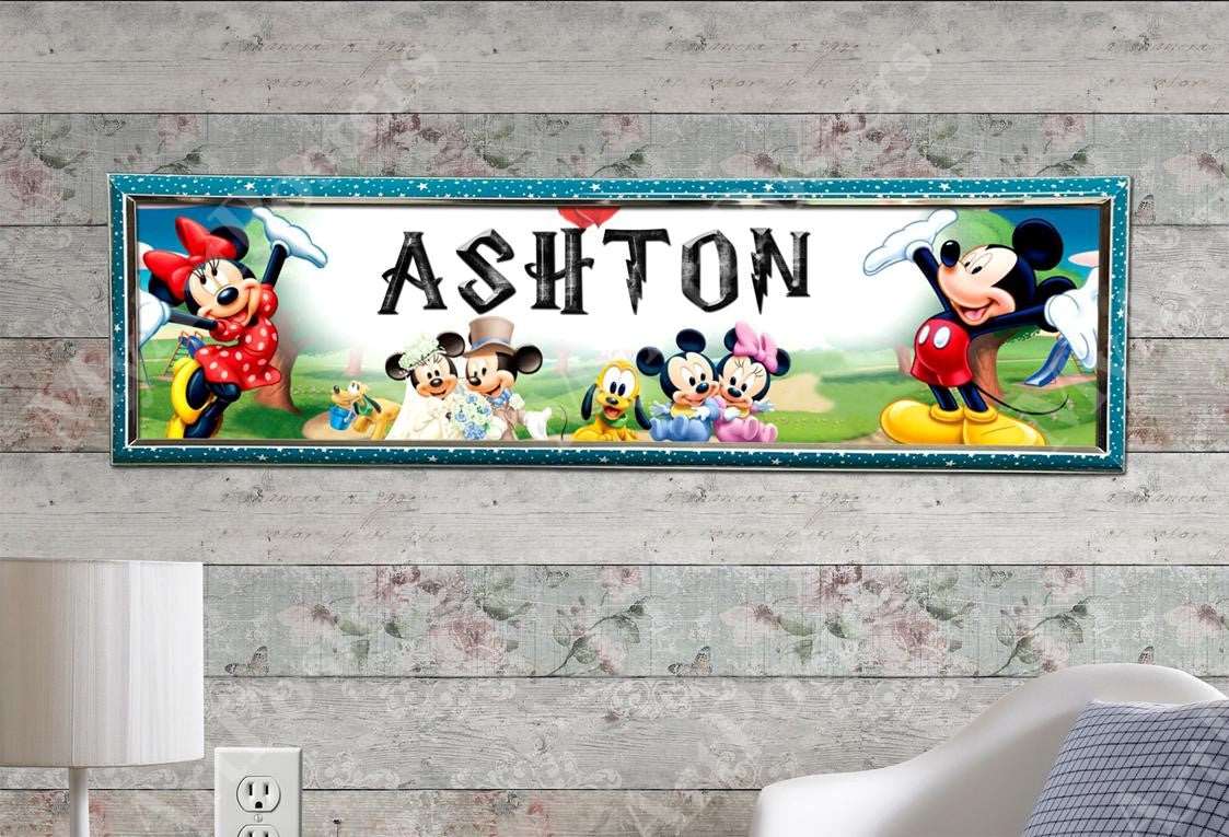 Mickey and Minnie Mouse - Personalized Poster with Hard Frame