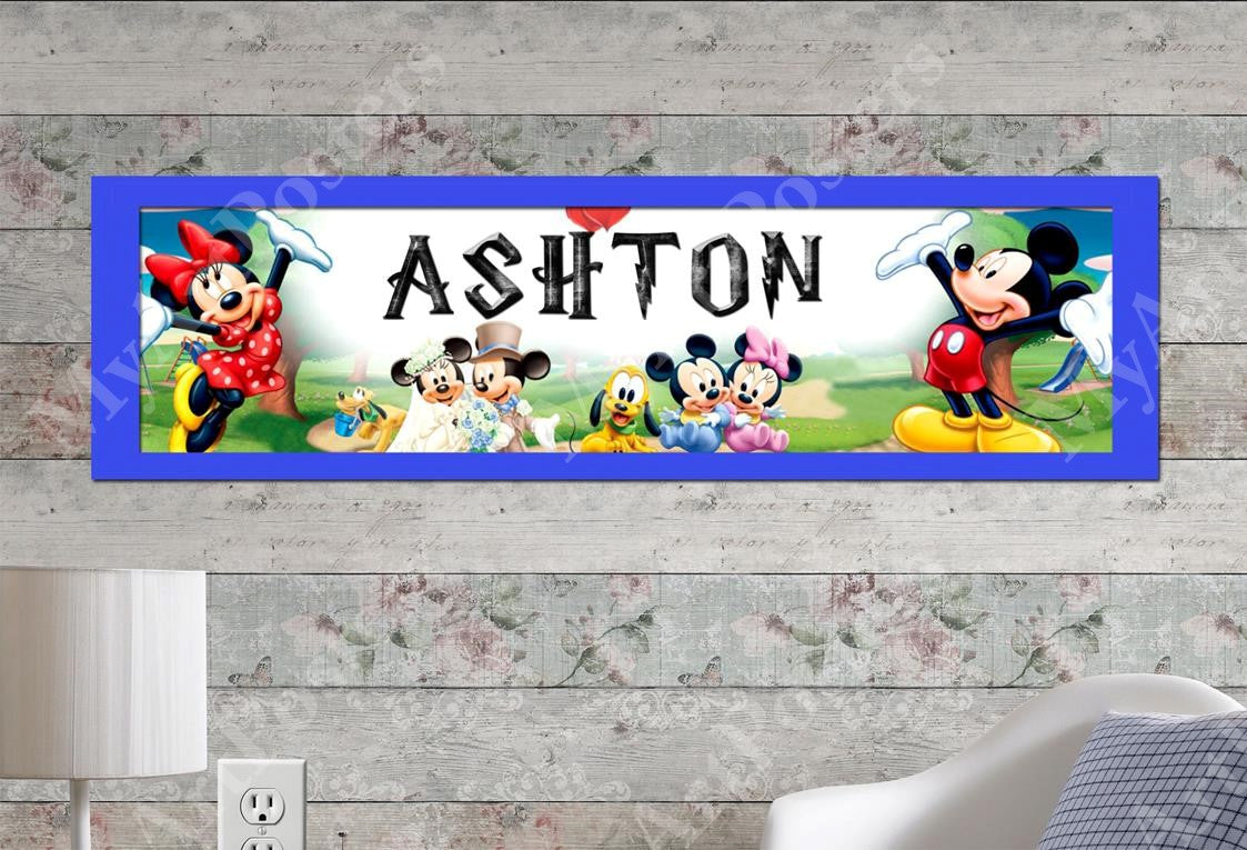 Mickey and Minnie Mouse - Personalized Poster with Matboard Frame