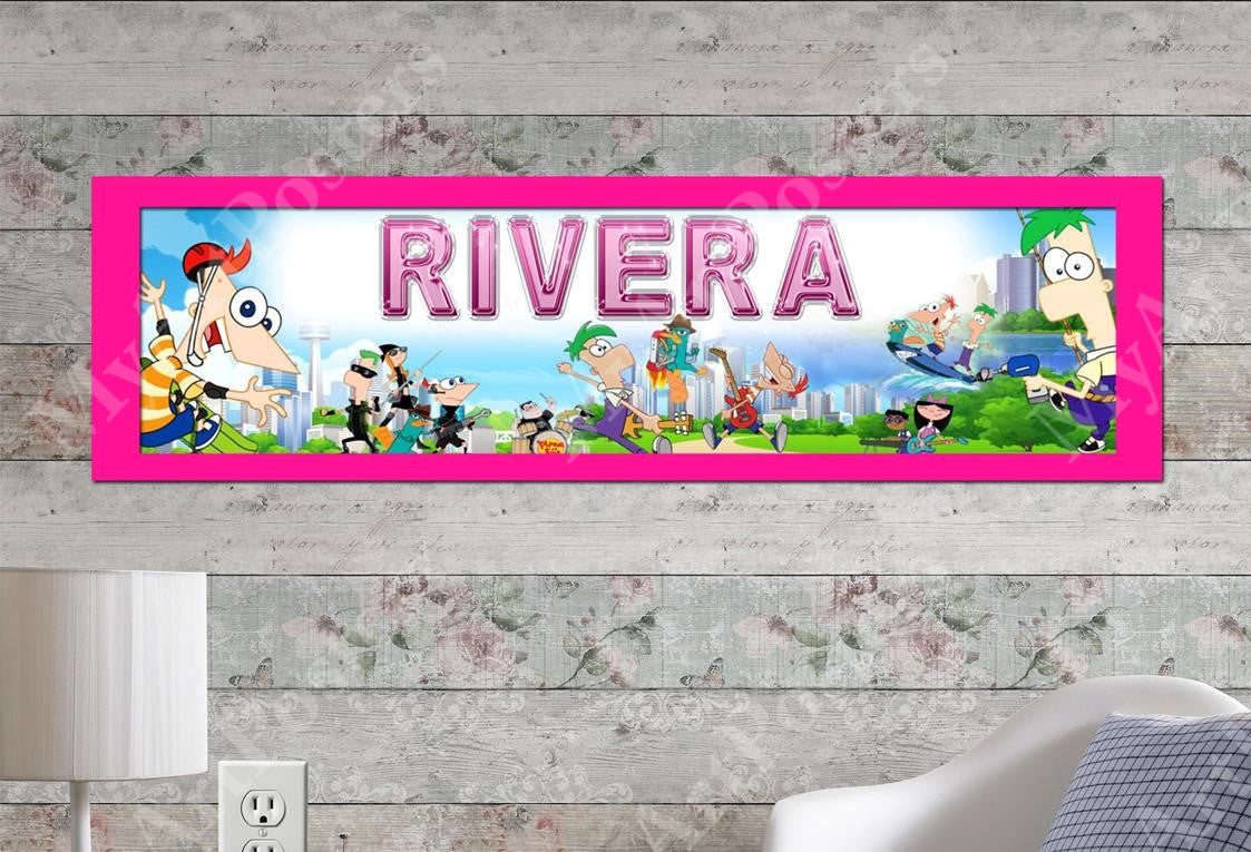 Phineas and Ferb - Personalized Poster with Matboard Frame