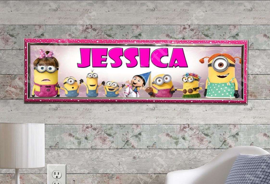 Girl Minions - Personalized Poster with Hard Frame