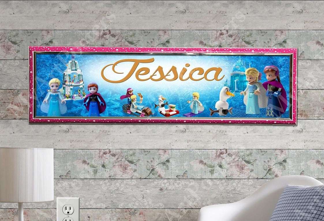 Lego Frozen - Personalized Poster with Hard Frame