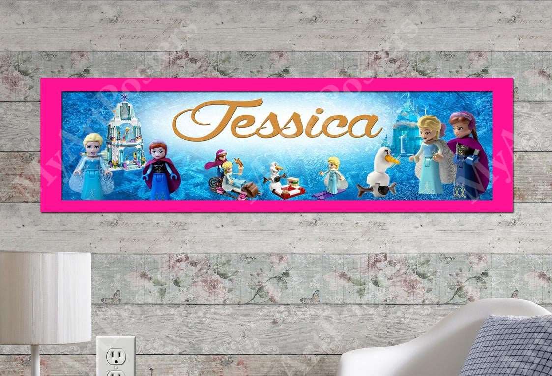 Lego Frozen - Personalized Poster with Matboard Frame