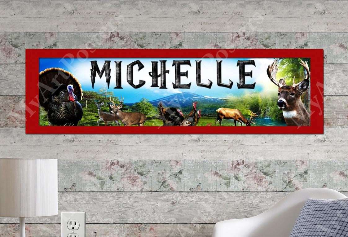 Deer and Turkey - Personalized Poster with Matboard Frame