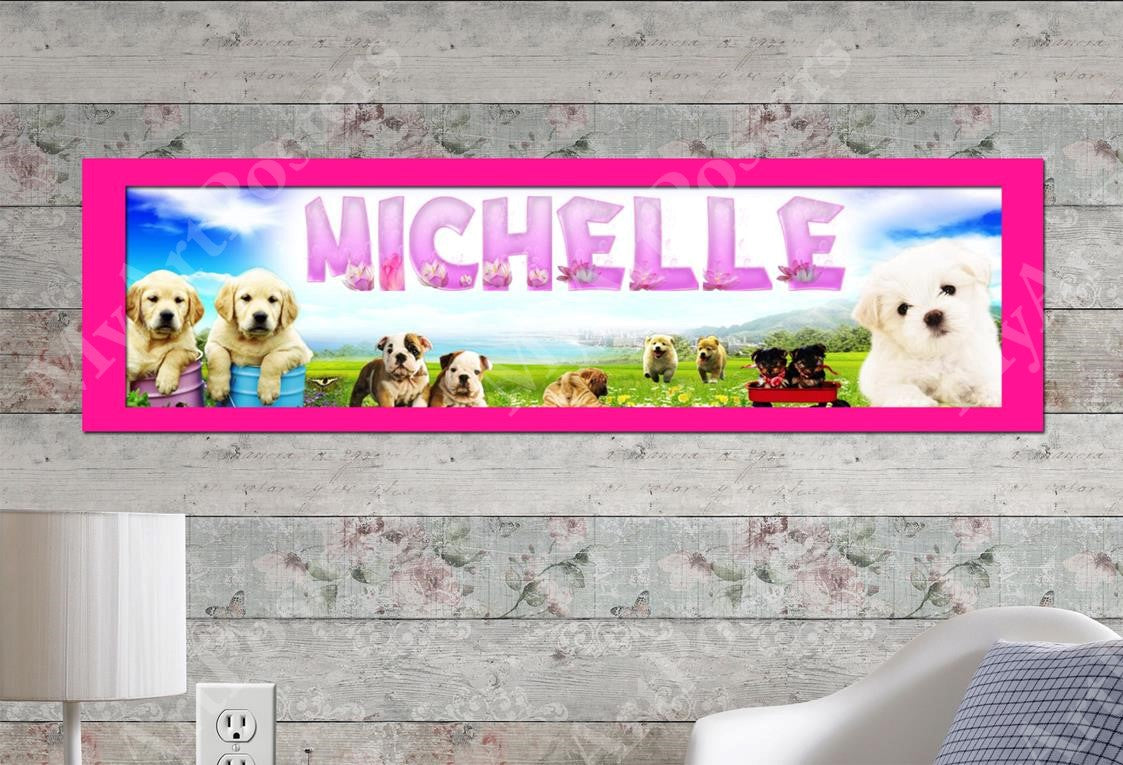 Puppies - Personalized Poster with Matboard Frame