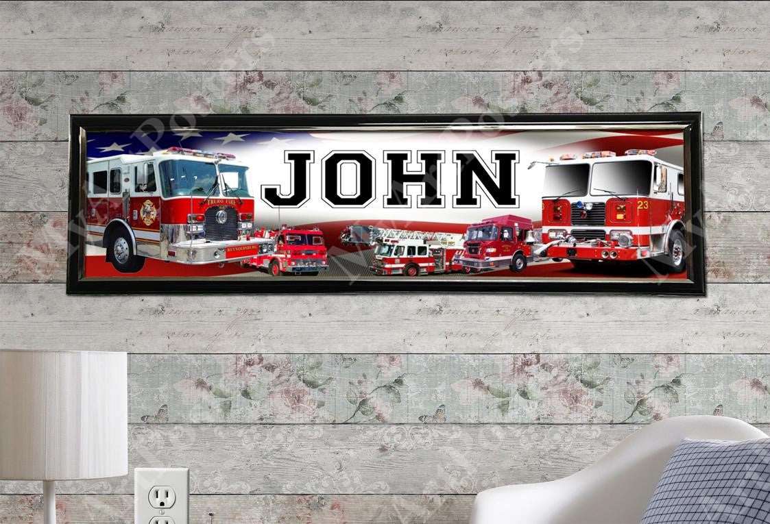 Fire Truck - Personalized Poster with Hard Frame