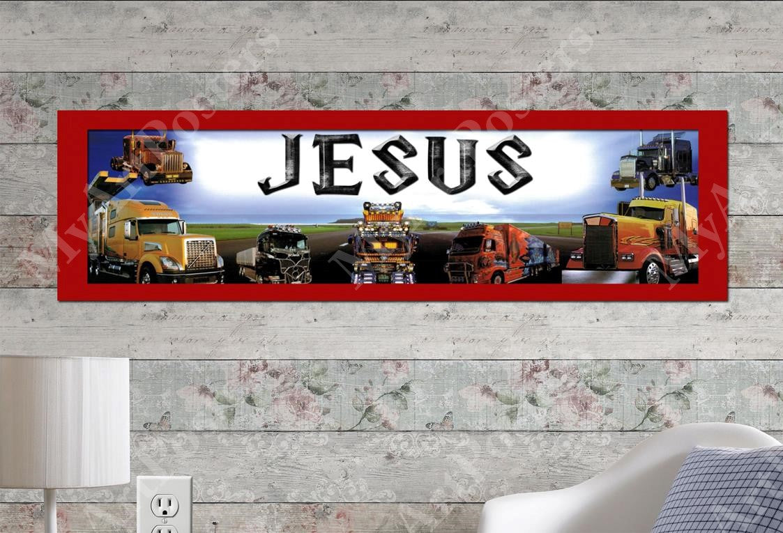 Semi-Trailer Truck - Personalized Poster with Matboard Frame