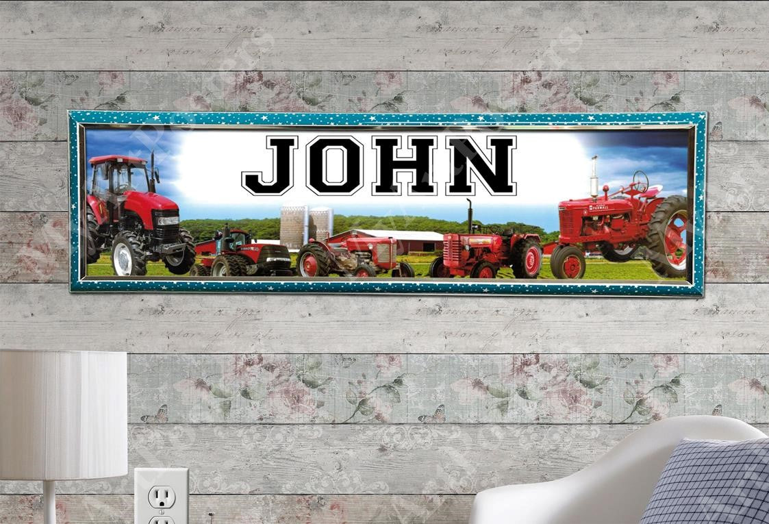 Red Tractors - Personalized Poster with Hard Frame