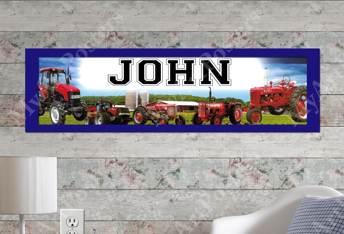 Red Tractors - Personalized Poster with Matboard Frame