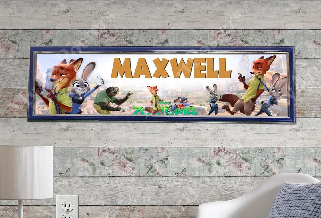 Zootopia - Personalized Poster with Hard Frame, Custom Name Banner ...