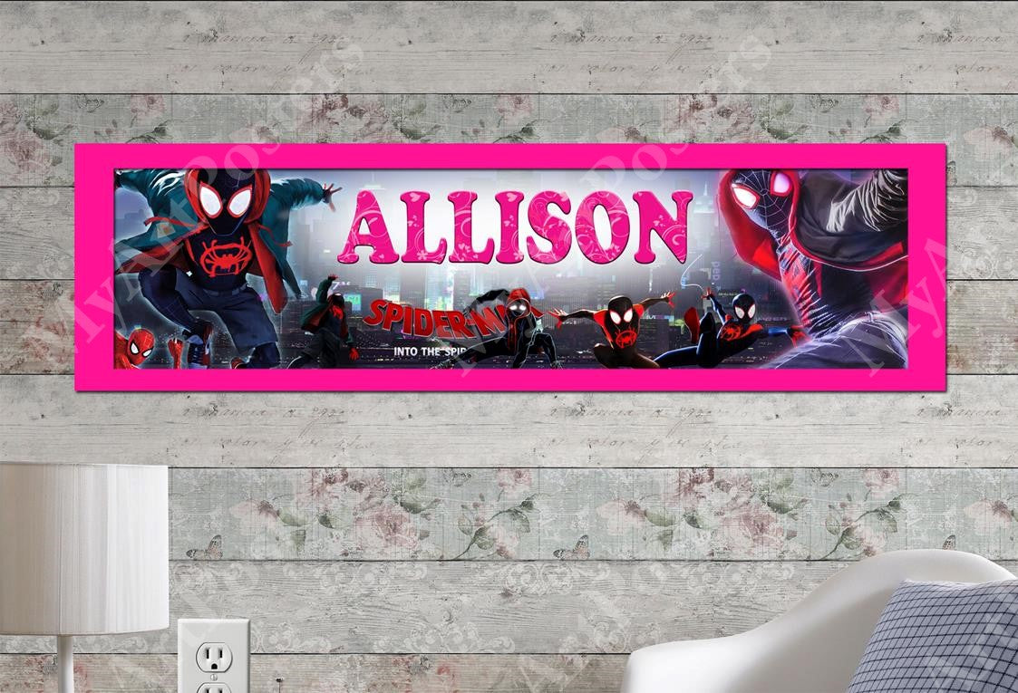 Spiderman Into the Spider-Verse - Personalized Poster with Matboard Frame